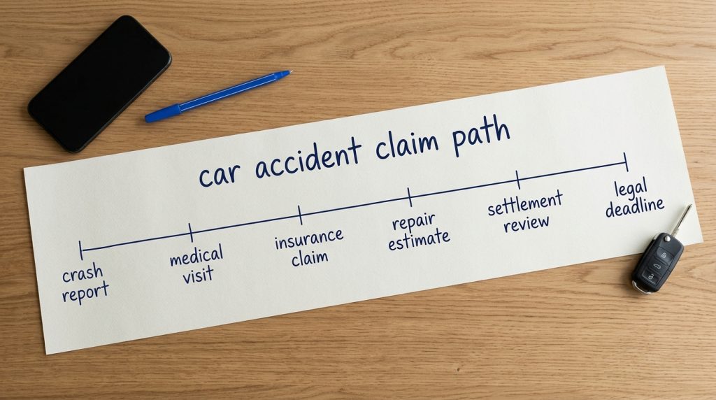 Houston car accident claim timeline from crash report to settlement review
