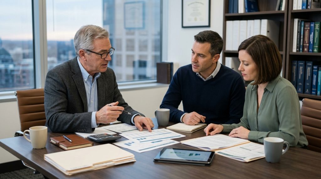 Individual reviewing a proactive year-round tax plan with a professional