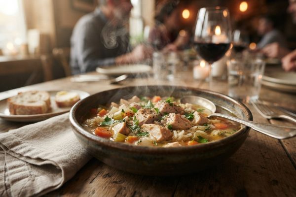Homemade-style soup served at a family restaurant
